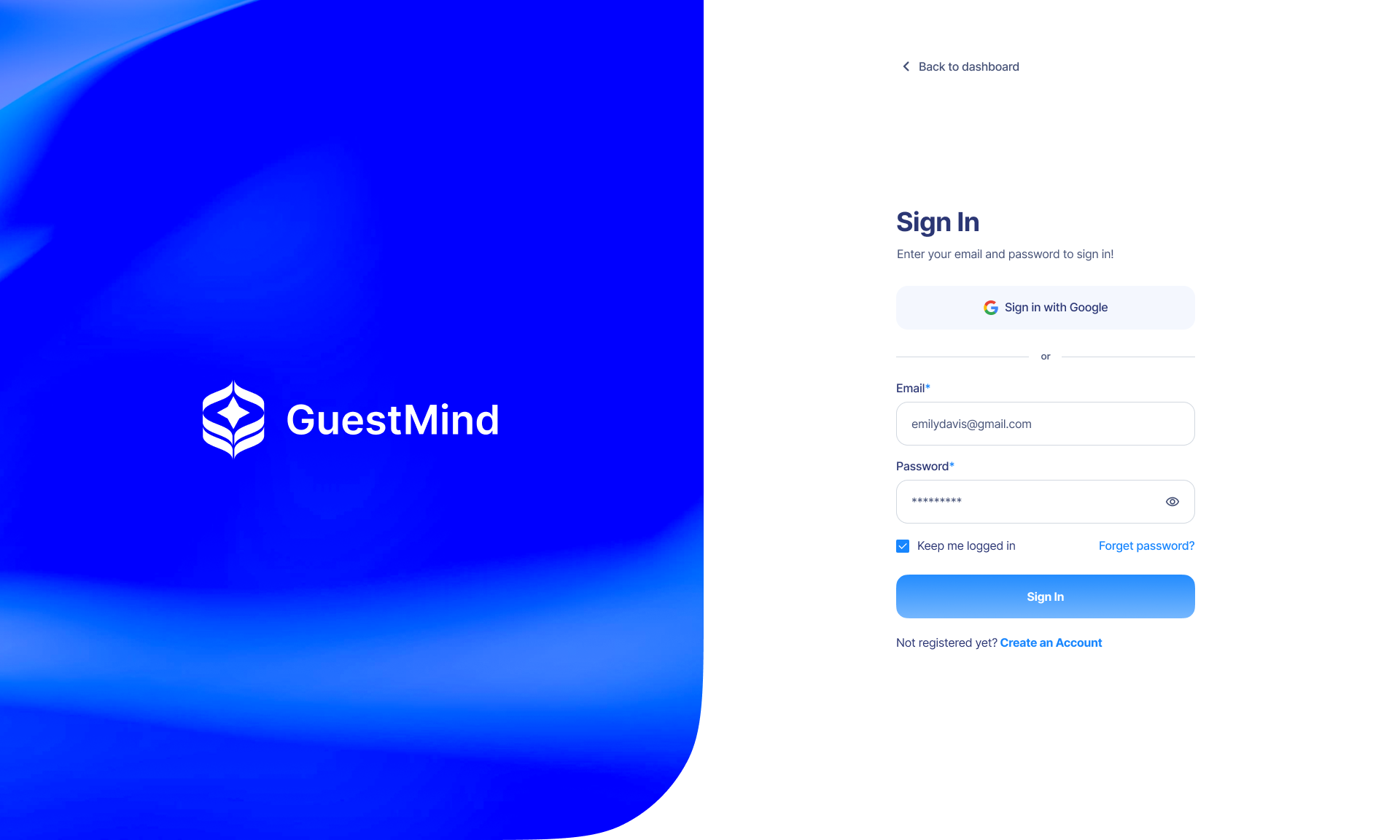 Log in Screen - ML-based Software