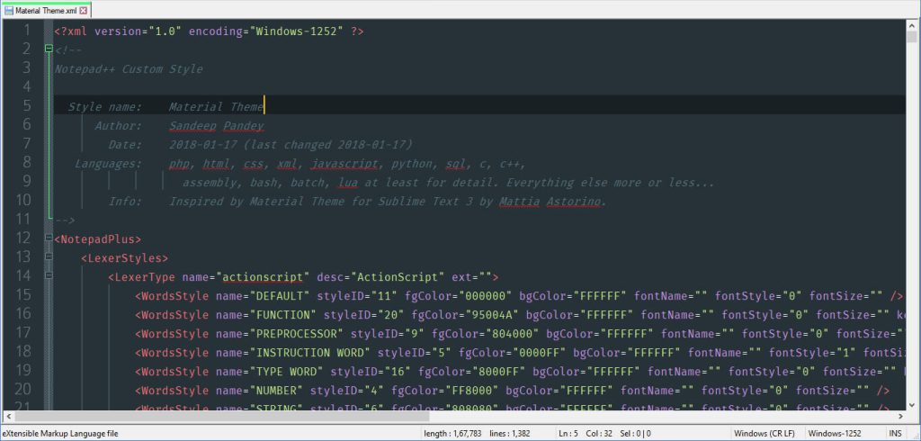 material-dark-theme-for-Notepad++
