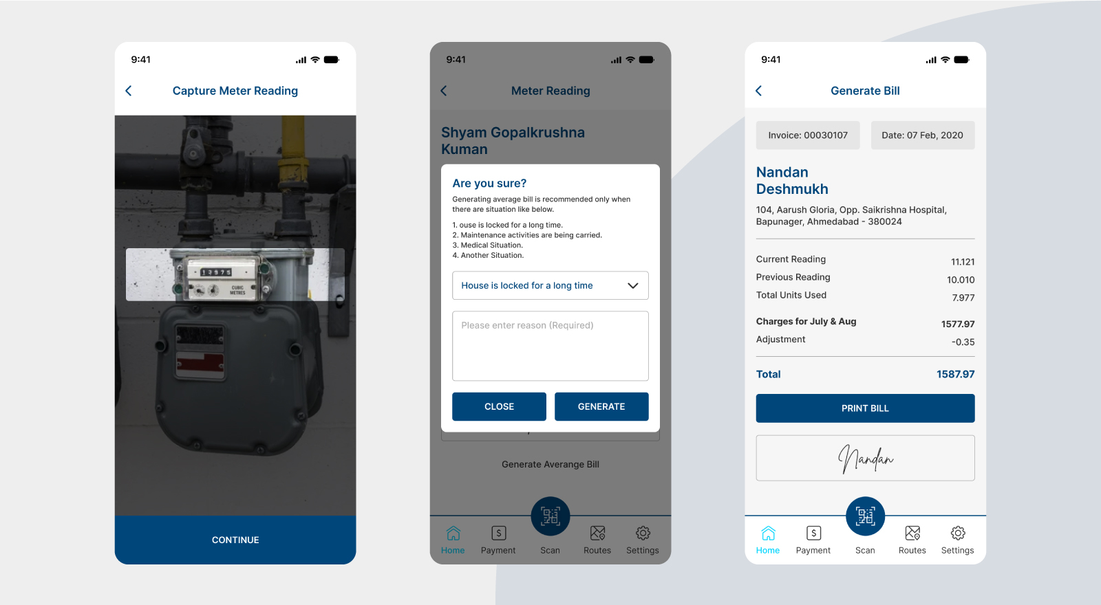 Meter Reading App - Invoice Generator