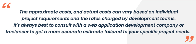 Note: Web app development cost